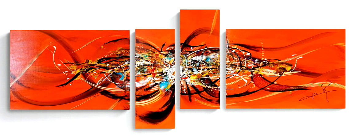 LOREVATEA-Tableau abstrait Set on Fire 160 x 60 cm