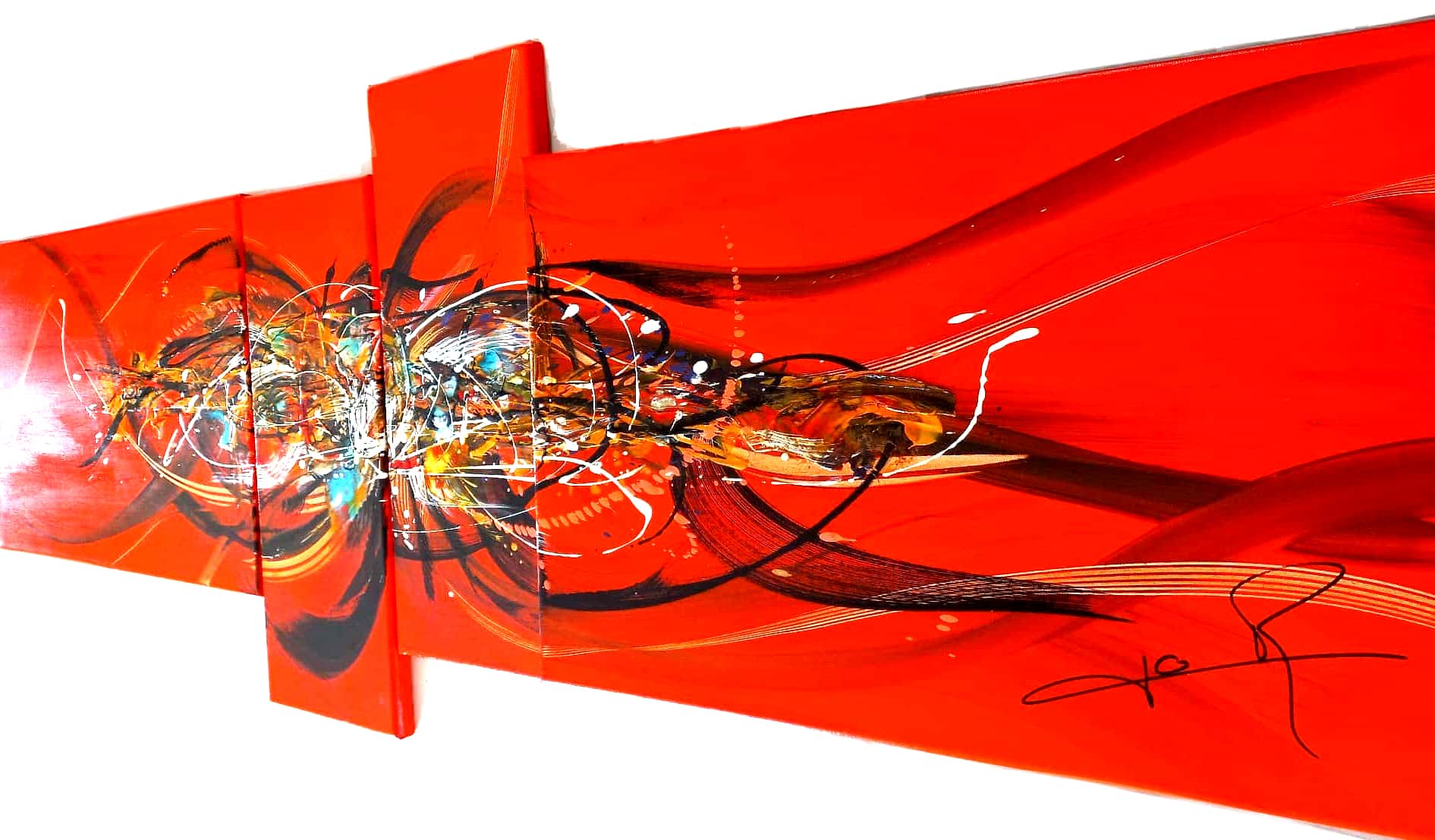 LOREVATEA-Tableau abstrait Set on Fire finition profil