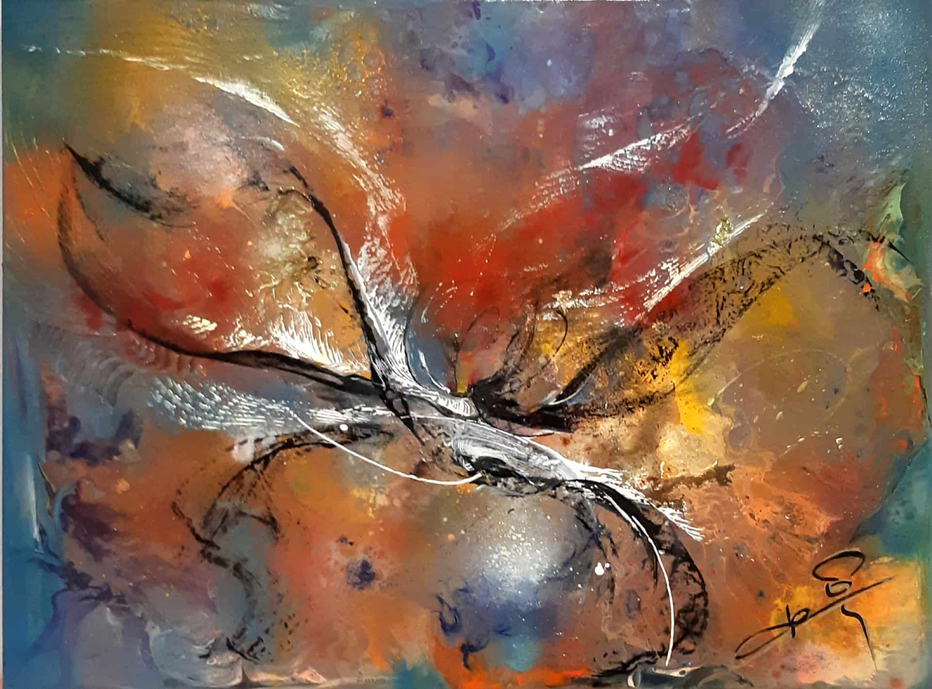 LOREVATEA-Tableau abstrait Attente 80 x 60 cm