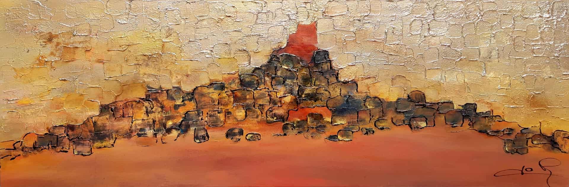 LOREVATEA-Tableau abstrait Empreintes 150 x 50 cm