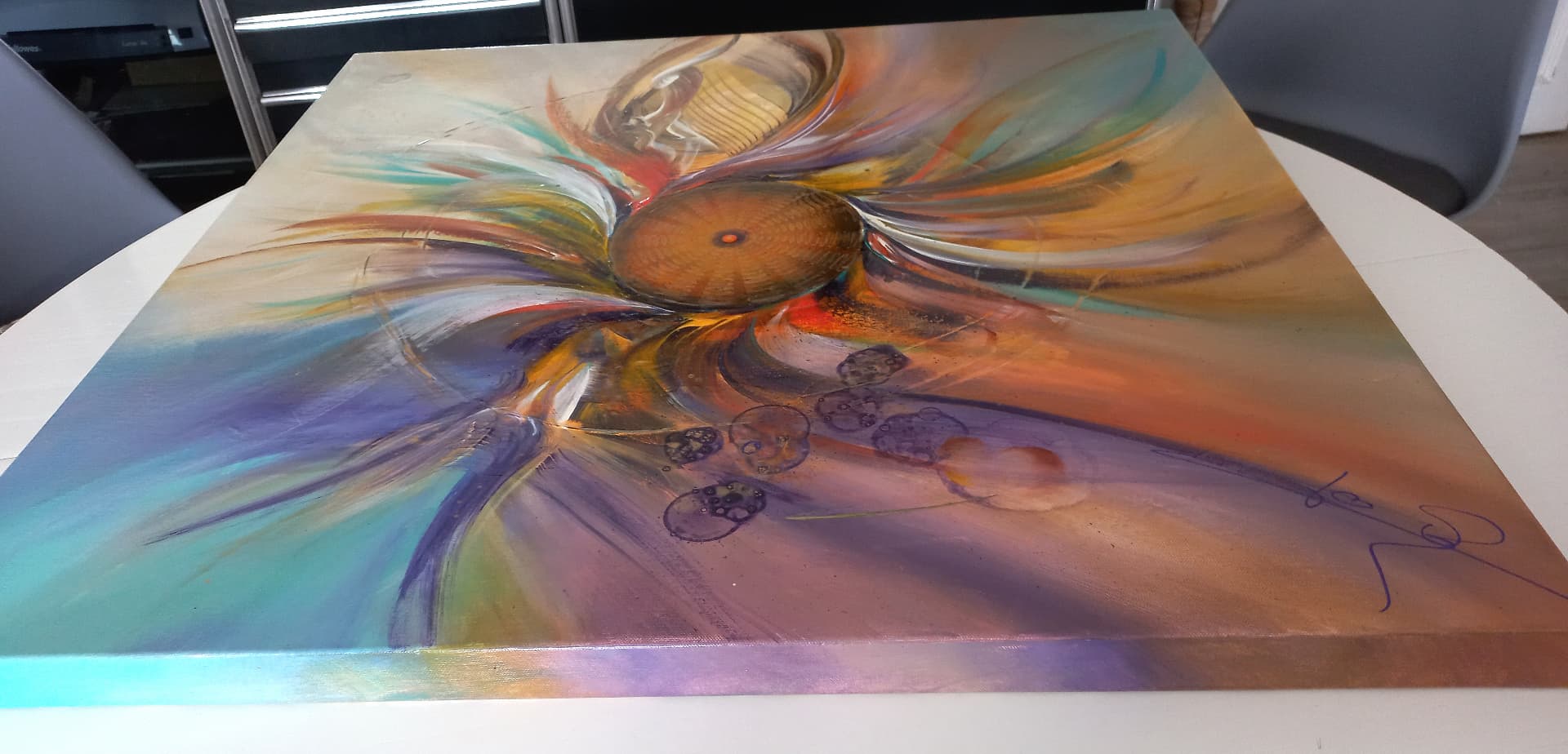 LOREVATEA-Tableau abstrait Warana finition profil
