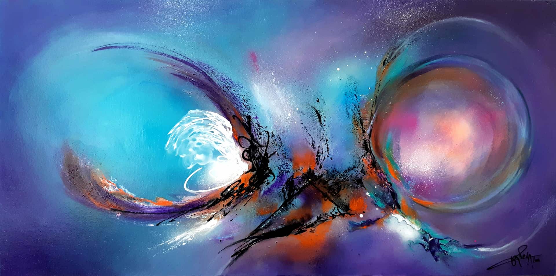 LOREVATEA-Tableau abstrait Equinoce 100 x 50 cm