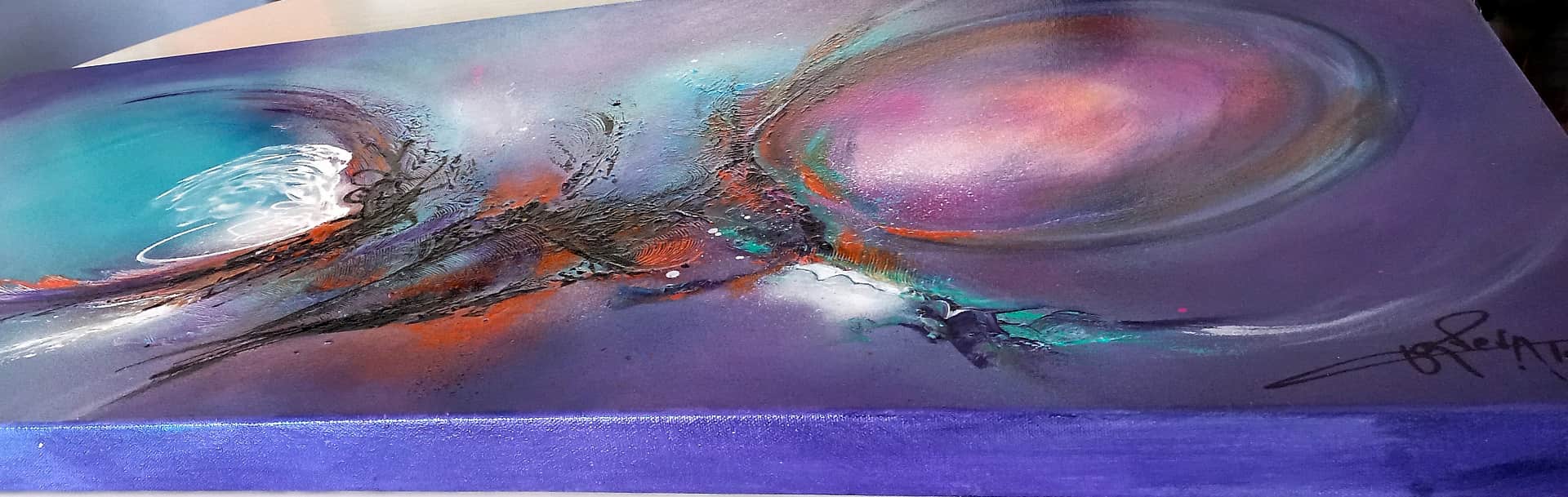 LOREVATEA-Tableau abstrait Equinoce finition profil