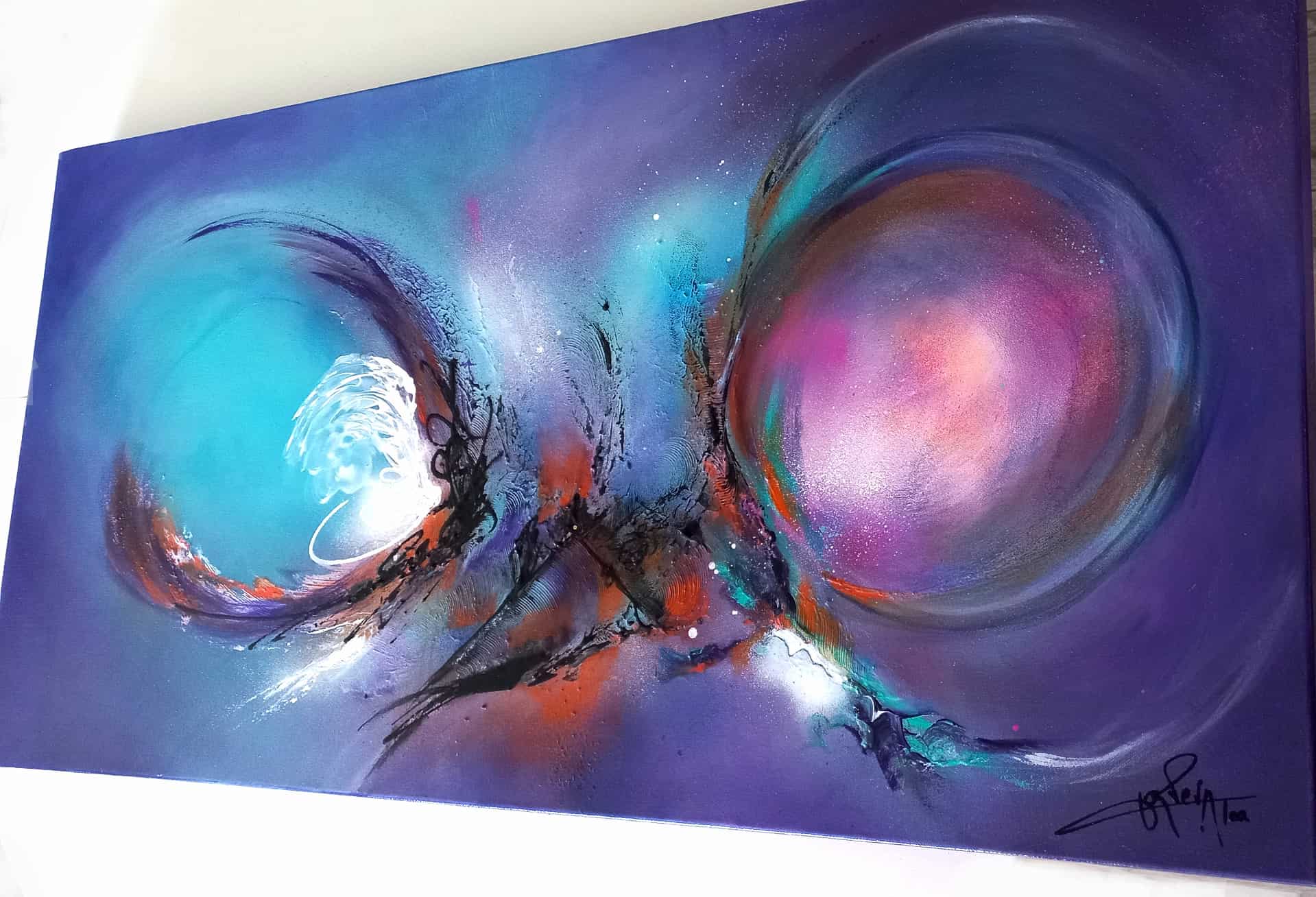 LOREVATEA-Tableau abstrait Equinoce détail