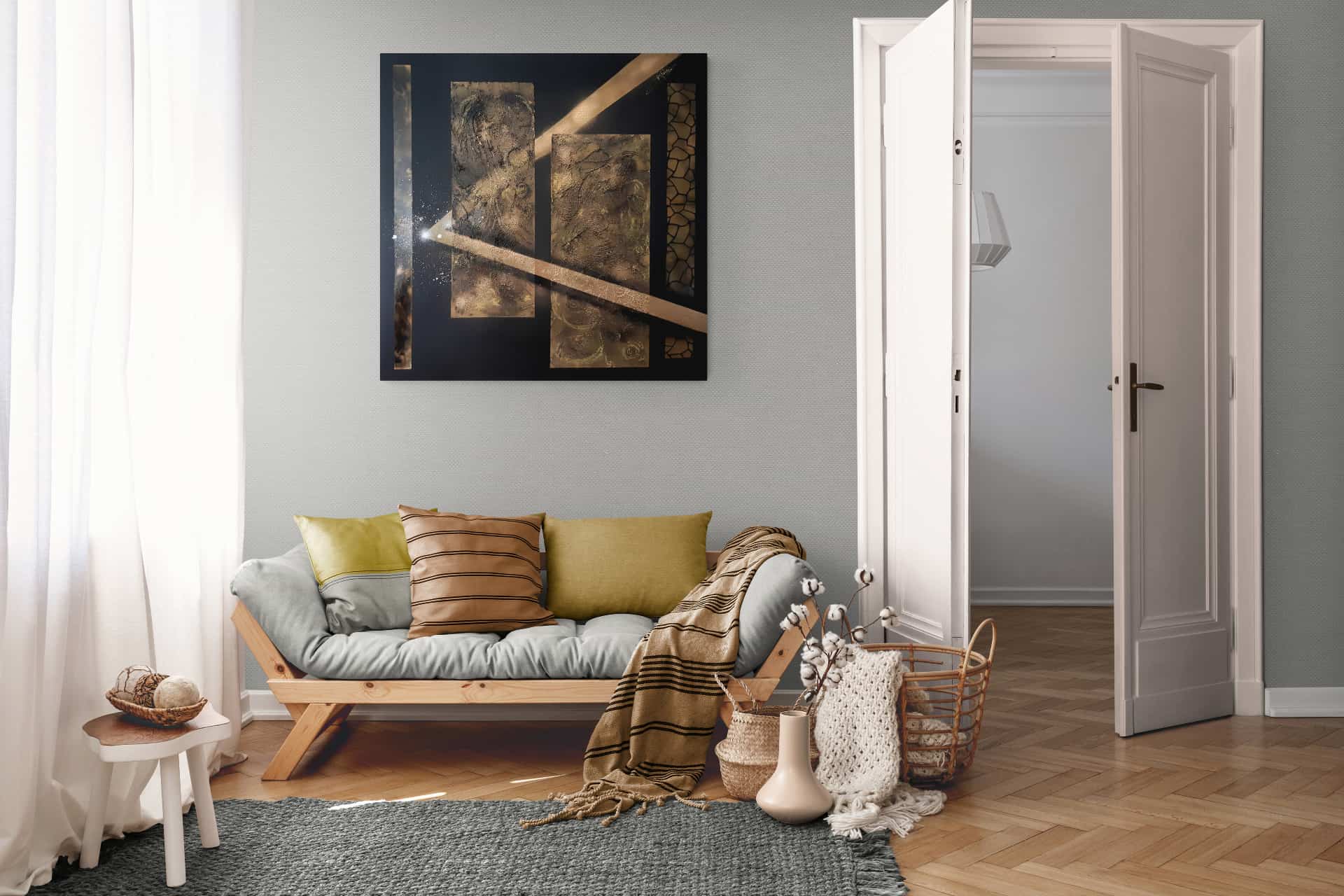 LOREVATEA • Valentine - Tableaux en Dytique in situ dans un salon