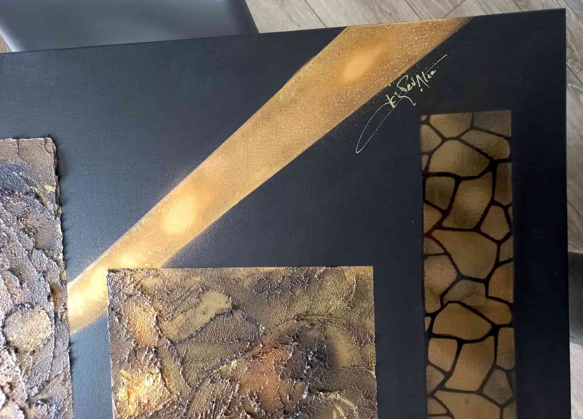 LOREVATEA-Tableau abstrait Parallèles détail