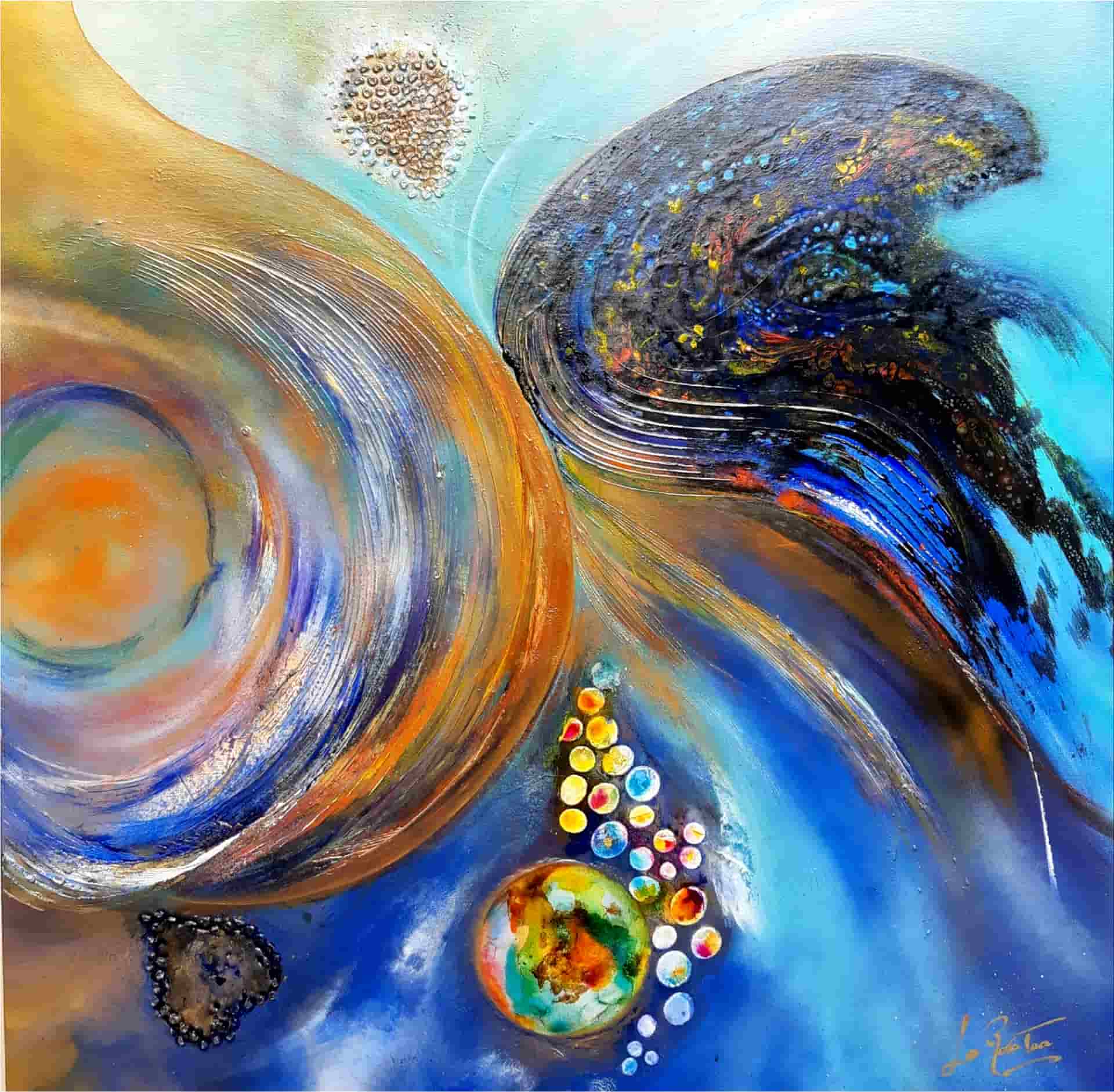 LOREVATEA - Tableau abstrait Tereva 100 x 100 cm