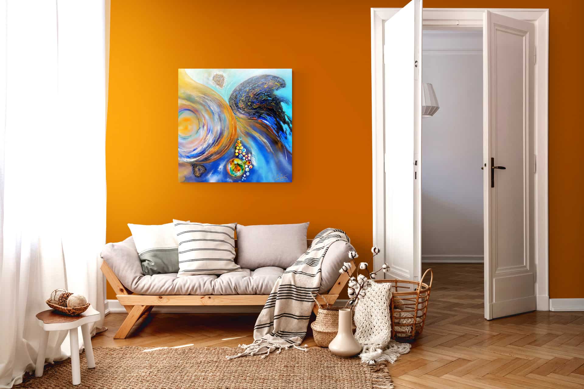 LOREVATEA - Tableau abstrait Tereva in situ