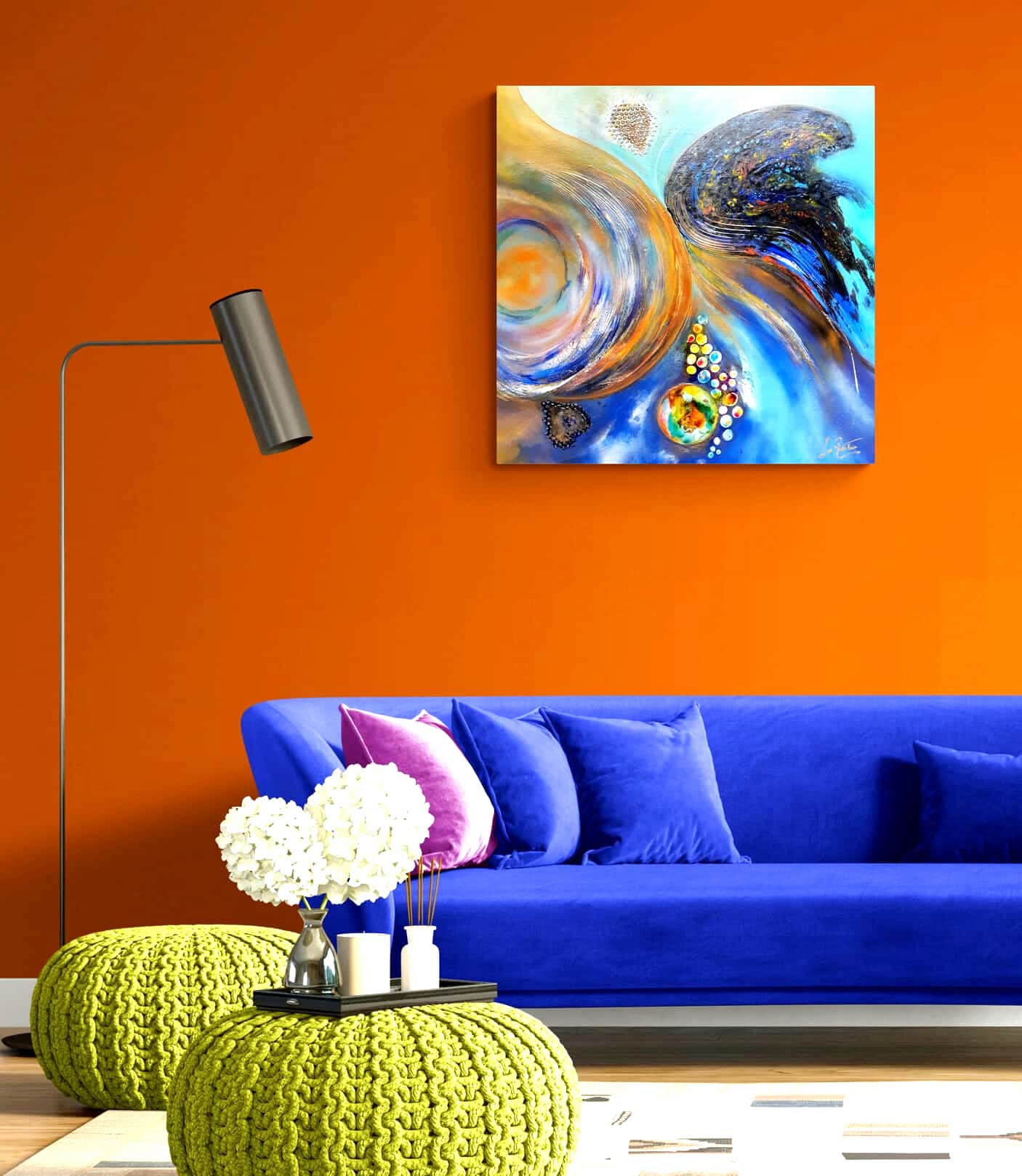 LOREVATEA - Tableau abstrait Tereva in situ