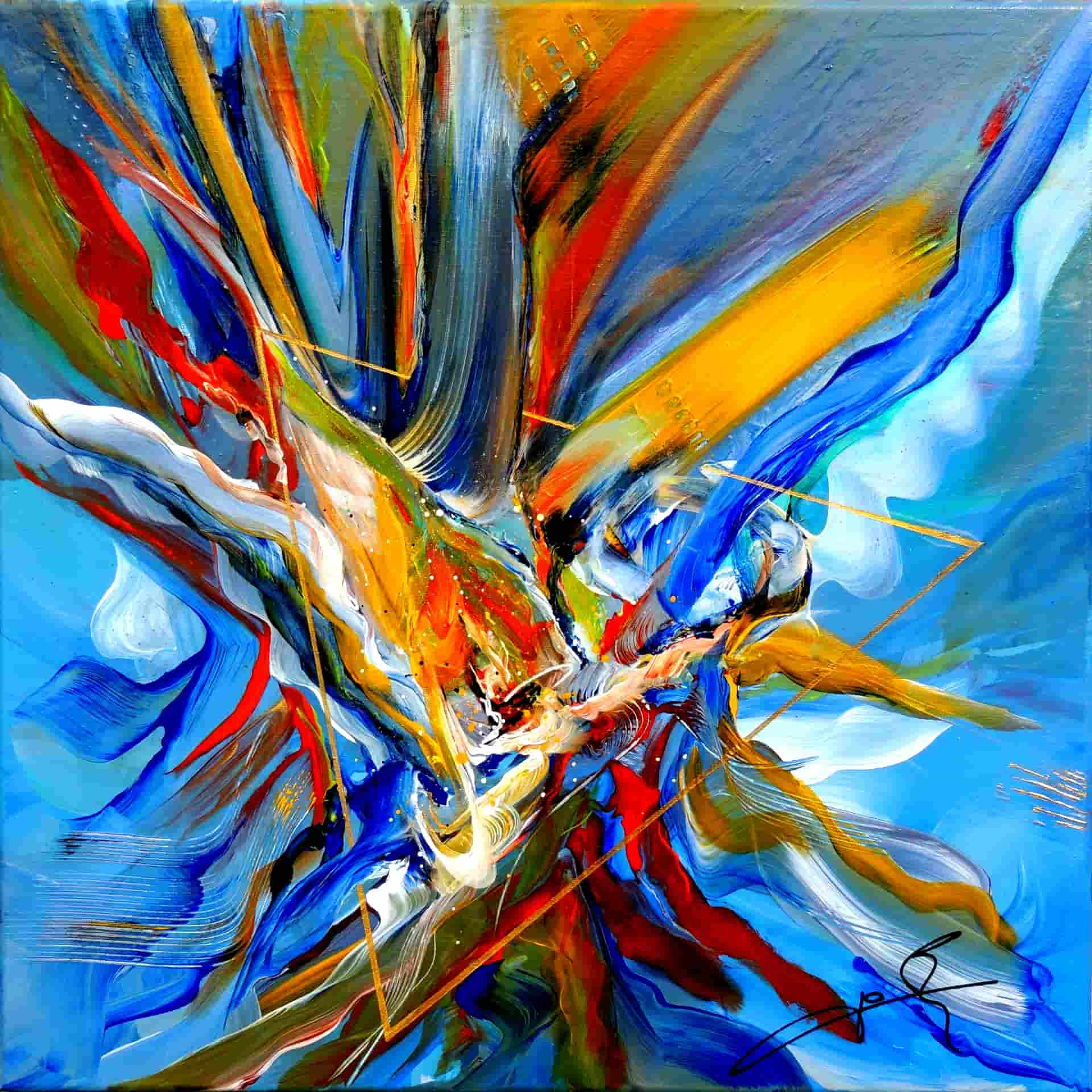 LOREVATEA-Tableau abstrait Bermudes 60 x 60 cm