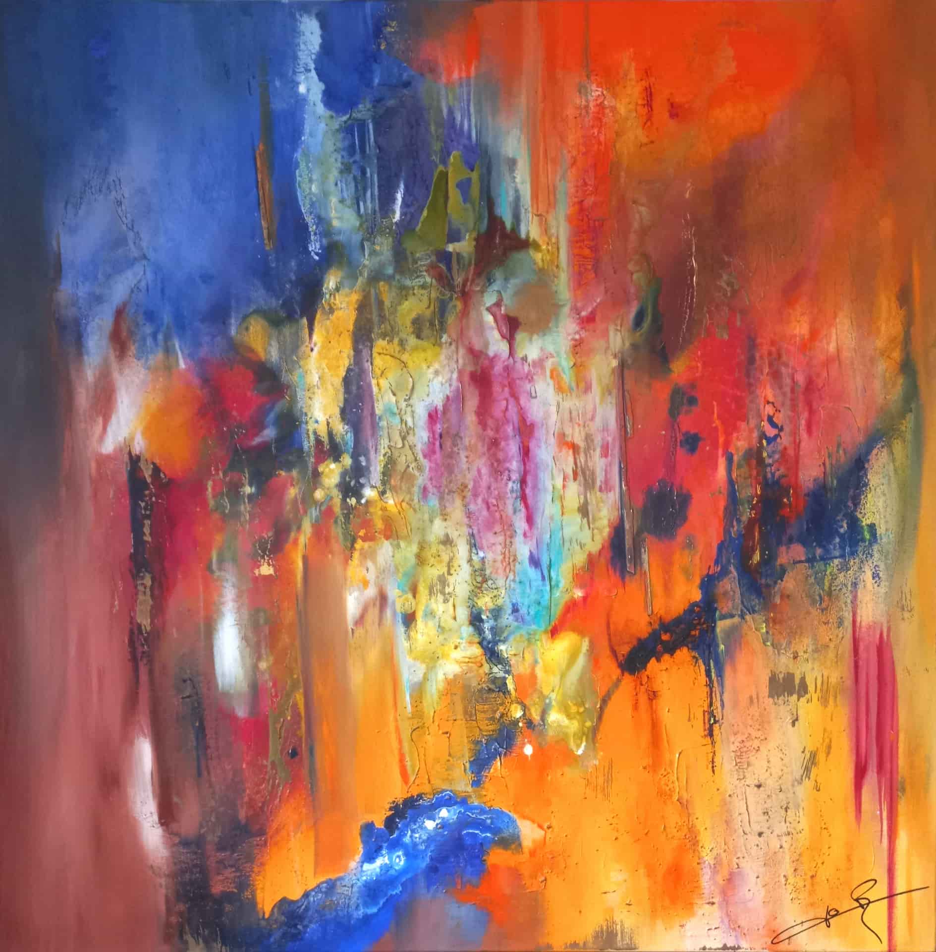 LOREVATEA-Tableau abstrait Intervalle 100 x 100 cm