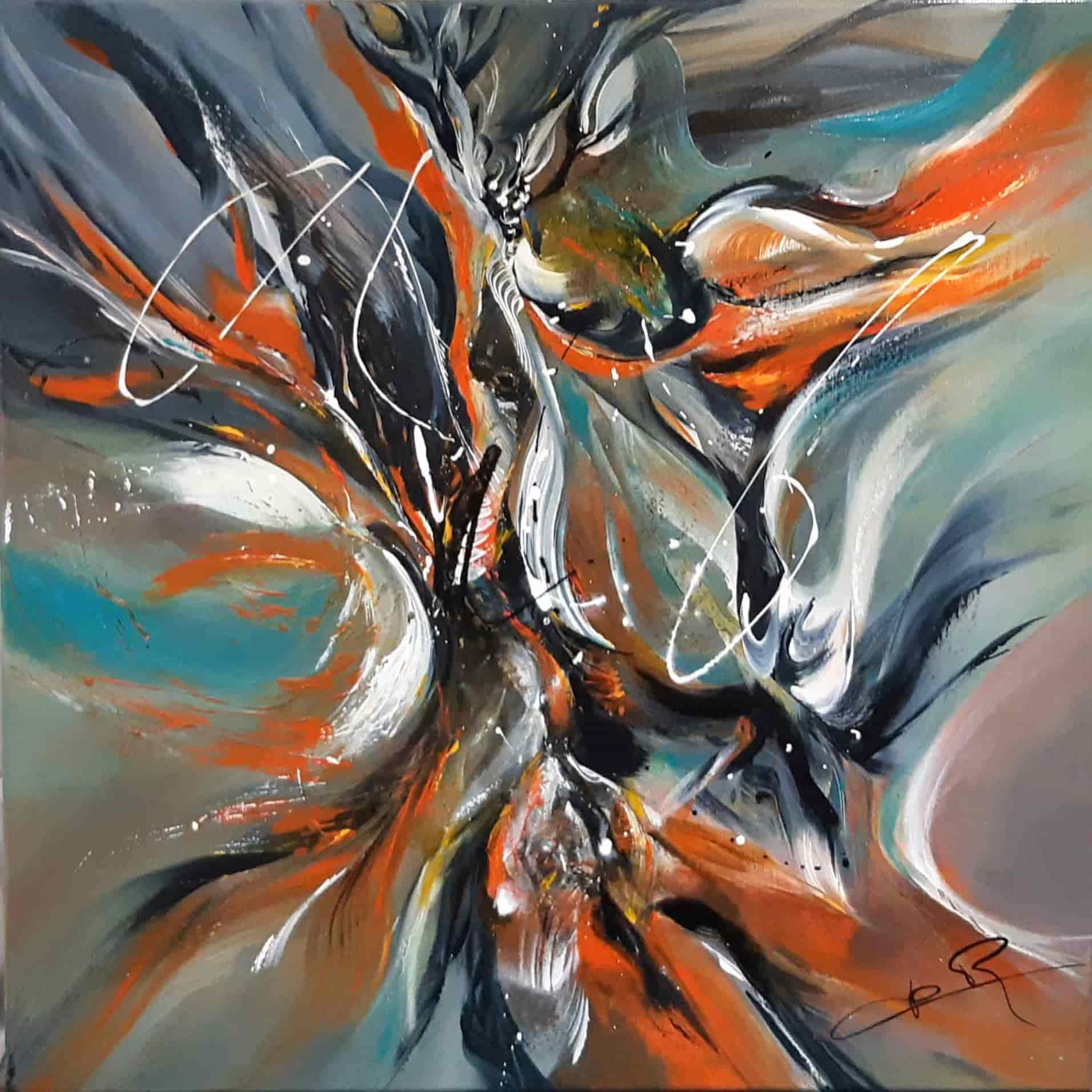 LOREVATEA-Tableau abstrait Ura Fenua 80 x 80 cm