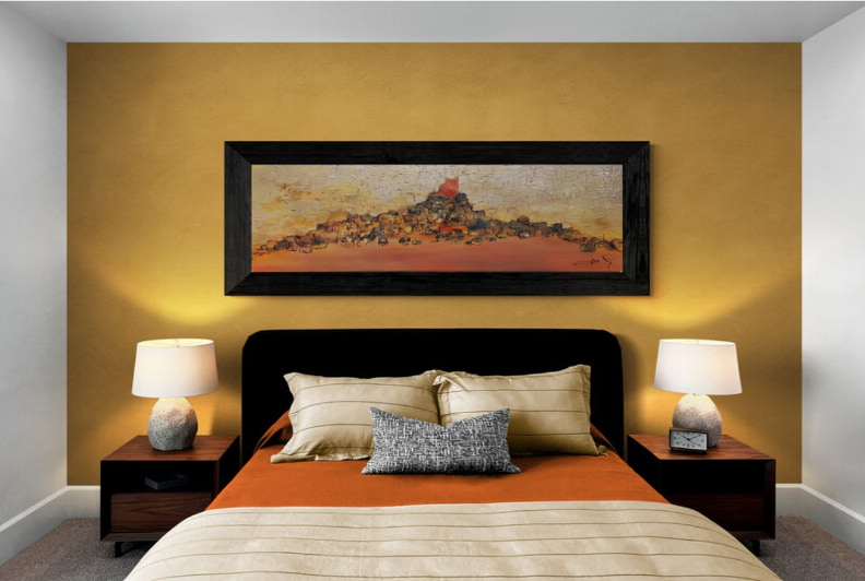 LOREVATEA • Empreintes tableau in situ dans une chambre à coucher