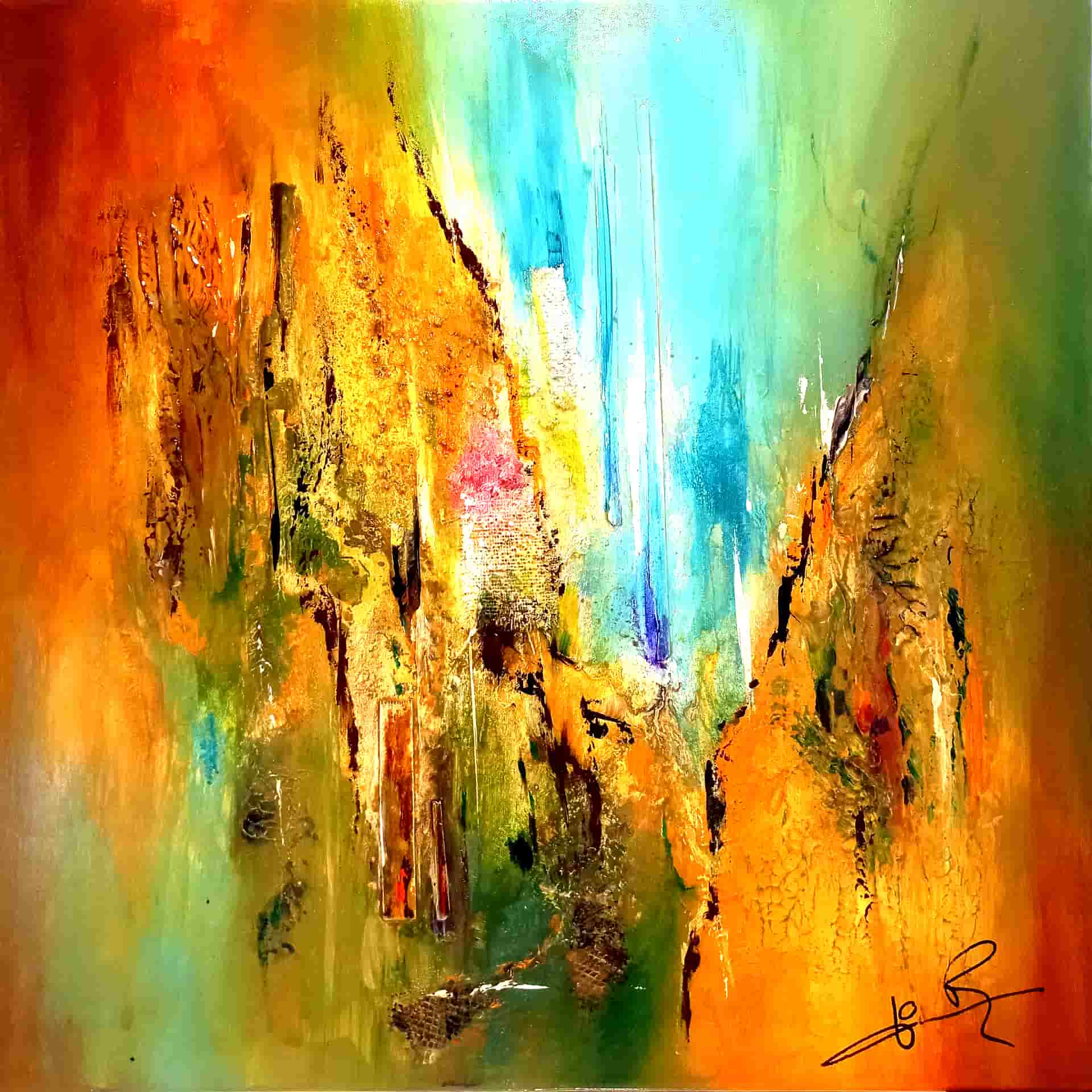 LOREVATEA-Tableau abstrait Cascade 60 x 60 cm
