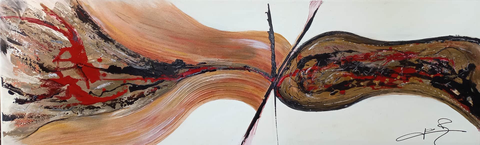 LOREVATEA-Tableau abstrait Censure 120 x 40 cm