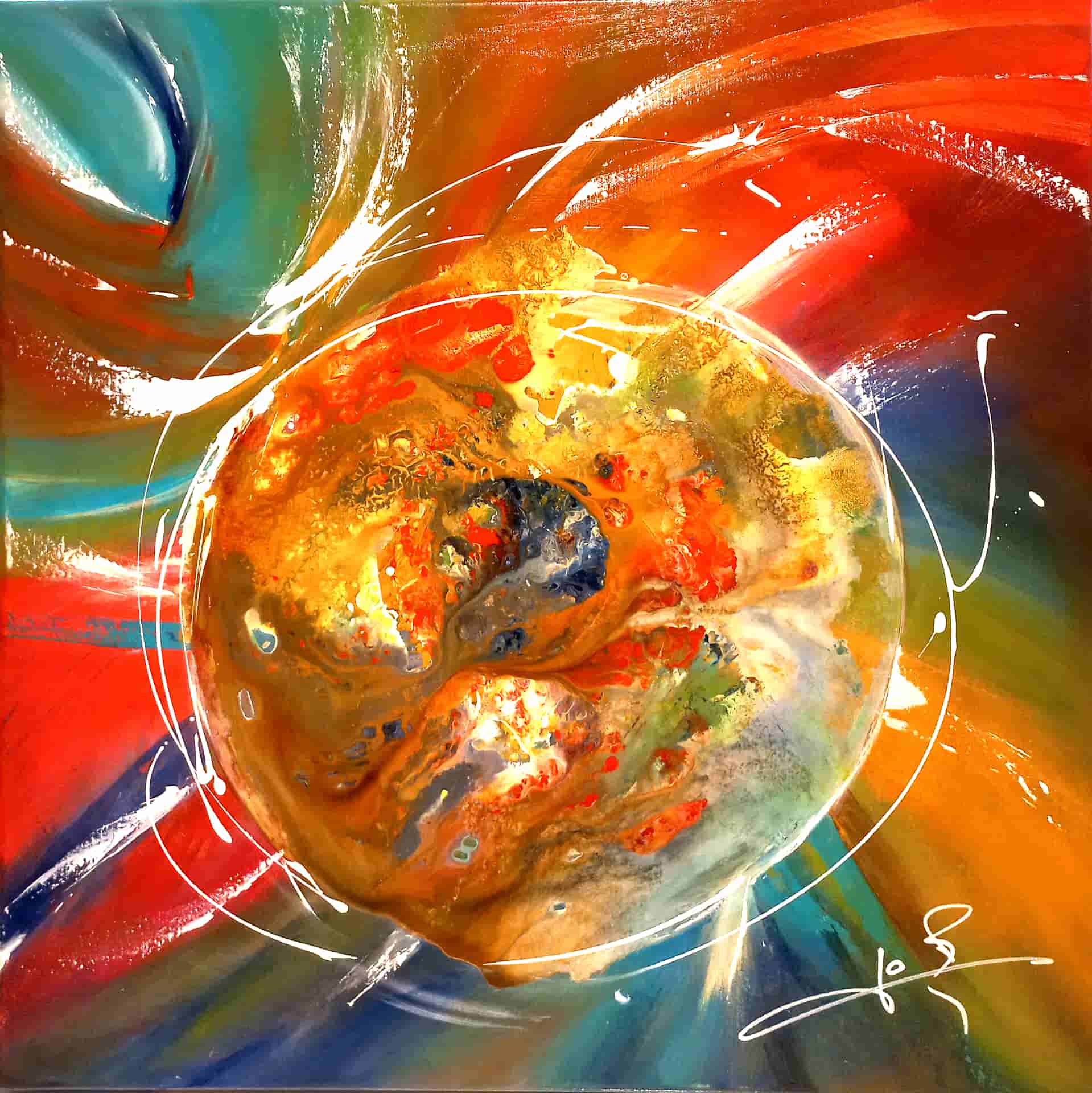LOREVATEA-Tableau abstrait Ithemba 60 x 60 cm