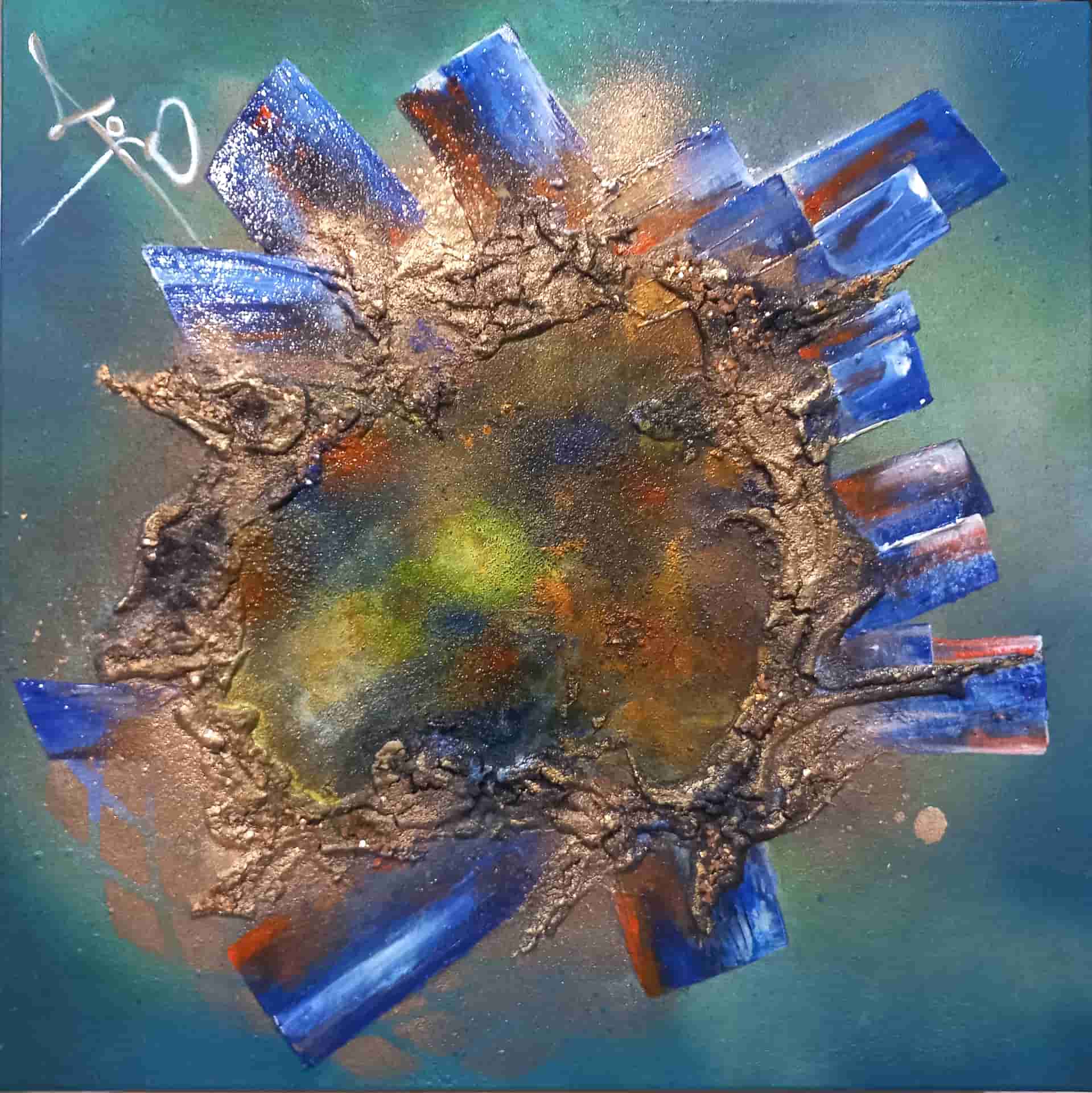 LOREVATEA-Tableau abstrait Hawaïki 40x40 cm