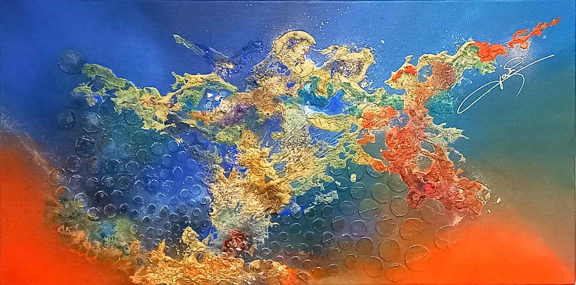 LOREVATEA-Tableau abstrait Mauna Loa 80x40 cm