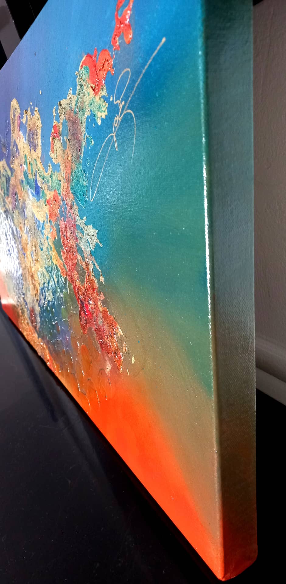 LOREVATEA-Tableau abstrait Mauna Loa finition profil