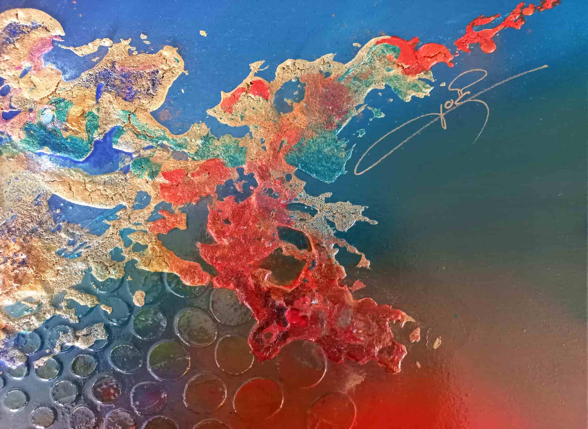 LOREVATEA-Tableau abstrait Mauna Loa détail